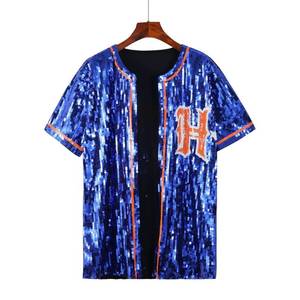 Magliette con Paillettes Blu Houston per il Giorno della Partita, T-Shirt Personalizzate con Paillettes per Squadre di Football, Cardigan con Cerniera - Product Image 2