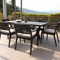 2024 bien vente jardin ensemble extérieur Rectangle en forme de Table maison Bar métal aluminium ensemble de salle à manger
