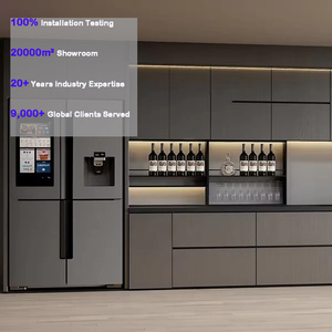 Apartment Project High Gloss Laminate Kitchen Design Home Furniture <strong>Wall</strong> Sink Kitchen <strong>Cabinets</strong> Set Usa <strong>with</strong> Glass <strong>Doors</strong> - Product Image 1