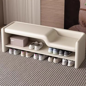 Banc à chaussures en bois réglable haut-bas, style Art Moderne, avec revêtement en tissu, pour salon, idéal pour l'interaction parent-enfant - Product Image 1