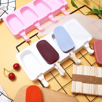 Mignon 4 Trous DIY Moule À Glaçons De Qualité Alimentaire Silicone Facile À Dégager Ménage Grand Ovale Crème Glacée Popsicle Moule