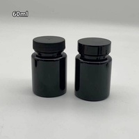 Bouteilles en plastique noir pour capsules, pilules et médicaments, contenants pour vitamines et poudres, pots d'emballage 2oz 60ml