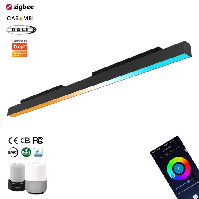 Engineer Design 10MM Magnet Track Light Zigbee Tuya Linear Floodlight 48V Smart Dimmable Track Light High CRI Apartment Building