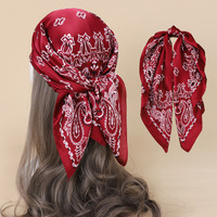 Bandana en satin à imprimé par sublimation personnalisé, de bonne qualité, classique, carré, paisley, bandana paisley, foulard en soie pour cheveux