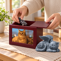Urne funéraire moderne en bois Zheng Xin pour chat et chien avec cadre photo, cercueil rectangulaire pour fournitures funéraires d'animaux de compagnie