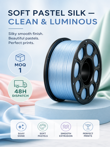 Filament d'imprimante 3D PLA Soie Légère Série Pastel 1,75 mm 1 kg, finition soyeuse douce bleu clair vert violet pour moulage, Bambu Lab Art - Product Image 1