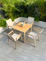 Ensemble de table et de chaises de jardin empilables Dingshuai Nordic, en bois plastique et alliage d'aluminium, pour cour, balcon, pique-nique