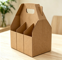 Boîte de transport pliable auto-érectrice en papier kraft biodégradable et écologique pour 6 bouteilles de vin ou de bière, avec poignée, fabriquée à partir de matériaux recyclés