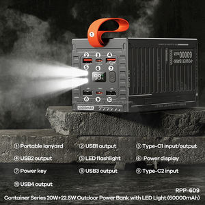 Sáng tạo container LED ánh sáng ngoài trời cắm trại ngân hàng điện 60000mAh khẩn cấp sạc nhanh di động pin di động gói - Product Image 4