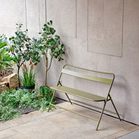 Chaise pliante en métal d'extérieur à dossier haut, double banc pour café et salon de thé, usage de loisirs