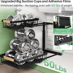 Organizzatore Estraibile a L per Bagno, Cassetto Scorrevole Regolabile in Metallo Nero a 2 Livelli, Sotto il Lavello della <span class=keywords><strong>Cucina</strong></span>, OEM - Product Image 4