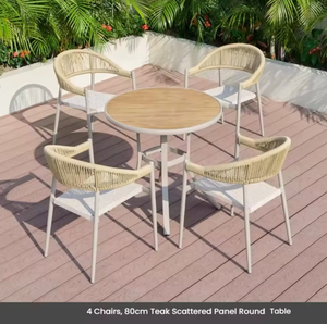 Ensemble <span class=keywords><strong>de</strong></span> salle à manger d'extérieur FYZK moderne <span class=keywords><strong>et</strong></span> durable, 6 pièces, table en bois, chaises en rotin avec dossier en <span class=keywords><strong>aluminium</strong></span> <span class=keywords><strong>et</strong></span> coussins en tissu - Product Image 3
