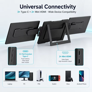 Moniteur portable rotatif triple écran 16 pouces FHD 1080P IPS pour ordinateur portable, idéal pour le bureau et le gaming – Approvisionnement direct usine - Product Image 3