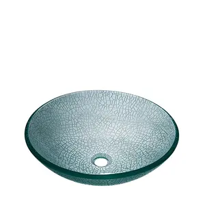 China supplier engraved round circular wash bowl glass sanitary ware basin