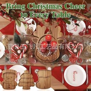 Christmas Acacia Wood Serving <b>Tray</b> Set 30cm Holiday Fruit <b>Snack</b> Platter Home Decorative Dishware - Product Image 4