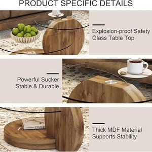 Luxury modern minimalist glass coffee <b>table</b>, creative coffee <b>table</b>, sofa, living room, home, small apartment, <b>round</b> side <b>table</b> - Product Image 5
