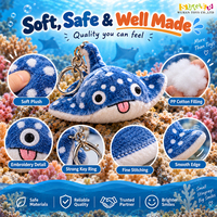 Porte-clés en peluche Raie Manta en gros, porte-clés amusant en forme d'animal marin en peluche pour souvenirs de plage, boutiques de cadeaux, logo personnalisé
