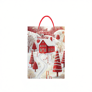 Sacchetto Regalo Grande in Lamina d'Oro Erpsl con Design Natalizio Rosso, 240 Pezzi per Scatola - Product Image 2