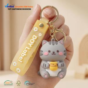 Cute Anime Metal Clasp Soft PVC Key Ring Factory Custom 3D Molded Logo Rubber Keychains for Bag Charm Gifts
