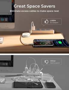Câble de charge rétractable LISEN 2026 <span class=keywords><strong>portable</strong></span> 240W Type C, chargeur rapide, <span class=keywords><strong>cordon</strong></span> USB C, câble de données pour MacBook Air, iPad Pro, voiture, voyage - Product Image 3