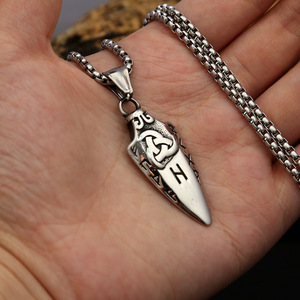 Collar con colgante de lanza vikinga de acero inoxidable yunnique, joyería de regalo para hombre, cadena de color acero - Product Image 4