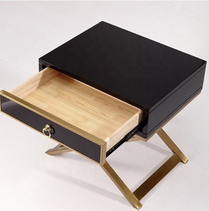 Tables <span class=keywords><strong>de</strong></span> <span class=keywords><strong>chevet</strong></span> modernes, couleur <span class=keywords><strong>noir</strong></span> et blanc, base en <span class=keywords><strong>acier</strong></span> inoxydable, tables <span class=keywords><strong>de</strong></span> nuit pour chambre à coucher - Product Image 3
