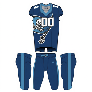 PUFFIN SPORTS Custom American Football Jersey Set Men's Sleeveless V-Neck Sublimated <b>Skull</b> Design 100% Polyester Adult Uniform - Product Image 1