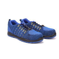 Chaussures de sécurité respirantes avec embout en acier, tige en maille Fly-Knit, semelle extérieure en PU, anti-perforation, antistatiques, pour le printemps, l'été et l'automne, usage en usine