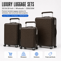 Valise à roulettes rigide de luxe en cuir microfibre texture crocodile 20 pouces pour voyages d'affaires