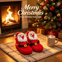 Chaussettes courtes unisexe en acrylique tricoté respirant, motif Père Noël 3D mignon, chaudes pour l'hiver, antibactériennes, douces et confortables pour la maison, OEM ODM Privé