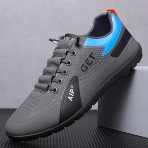 Men's Color-<b>Block</b> Breathable Mesh Casual Sneakers, Non-Slip Wear-Resistant <b>Rubber</b> Sole Comfortable Lace-Up Fashion Walking Shoes - Product Image 4