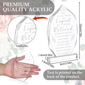 Cá nhân rõ ràng Acrylic nghỉ hưu mảng bám tùy chỉnh chặn giấy để hiển thị lễ kỷ niệm nghỉ hưu - Product Image 4