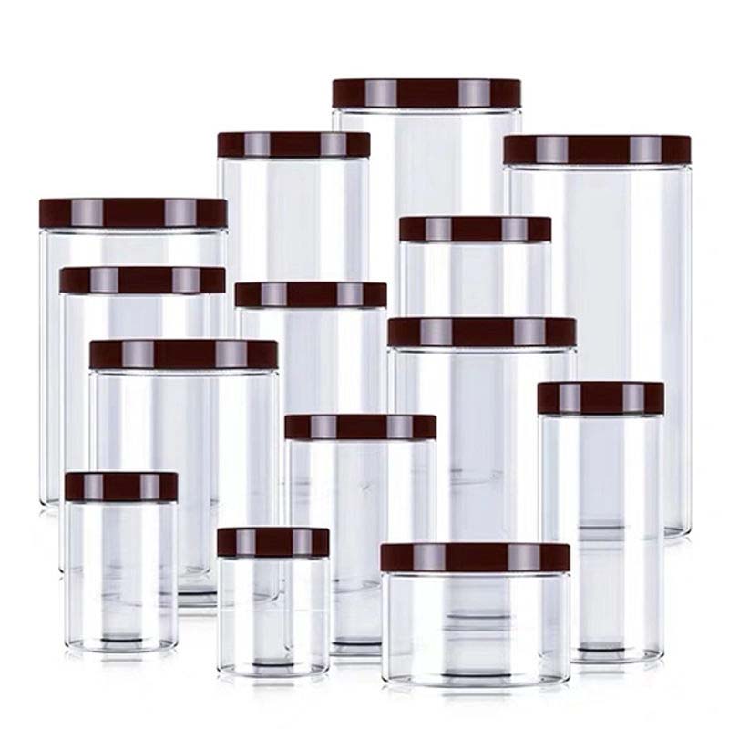 Food Grade 80ml 100ml 120ml 150ml 250ml clear PET Plastic Jar with Black Lid