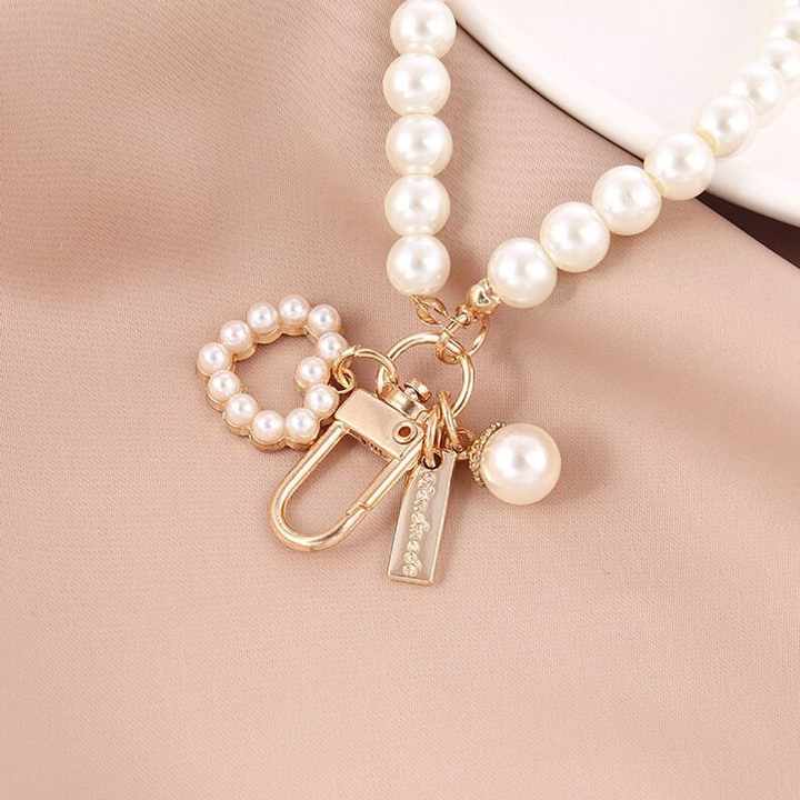 Fashion Pearl Keychain Heart Pearl Pendant Car Key Chain Personalised Bag Pendant Accessory Gift for Her