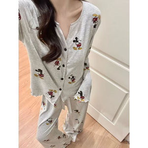 Conjunto de <span class=keywords><strong>Pijama</strong></span> de Seda de Hielo para Mujer, Primavera y Otoño, Cuello en V, Manga Larga, Estilo Popular en Internet - Product Image 5