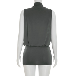 Viviblook C26DS092 Women Dress Summer New Sexy Elegant Sleeveless High Collar <b>Mini</b> Evening Dresses for Ladies - Product Image 4