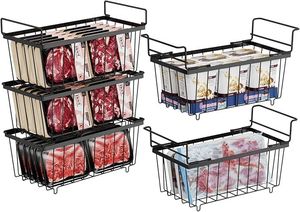 Sản xuất ngực Tủ đông Giỏ dây Tủ đông tổ chức kim loại <span class=keywords><strong>Stackable</strong></span> 4-Pack sâu Tủ đông sắp xếp thực phẩm đông lạnh lưu trữ giỏ - Product Image 2