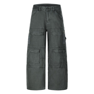 Pantalon de travail multi-poches tendance style américain, <span class=keywords><strong>d</strong></span>élavé, coupe ample et large, pantalon <span class=keywords><strong>d</strong></span>écontracté de haute qualité pour hommes - Product Image 3
