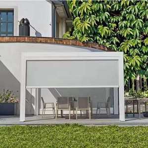 Pergola bioclimatique motorisée en aluminium avec lames orientables blanches, <span class=keywords><strong>abri</strong></span> pour <span class=keywords><strong>cuisine</strong></span> extérieure - Product Image 6