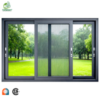 Ventanas Corredizas Horizontales de Aluminio Resistentes, con Vidrio de Impacto a Prueba de Huracanes NFRC, Ahorro de Energía, para Uso en Hoteles, Marca Topbright