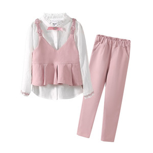 Ropa Infantil al por Mayor, Conjunto de 3 Piezas de Camisa de Manga Larga y Pantalones Formales para Niñas Coreanas, Compra en Línea en Hong Kong - Product Image 1