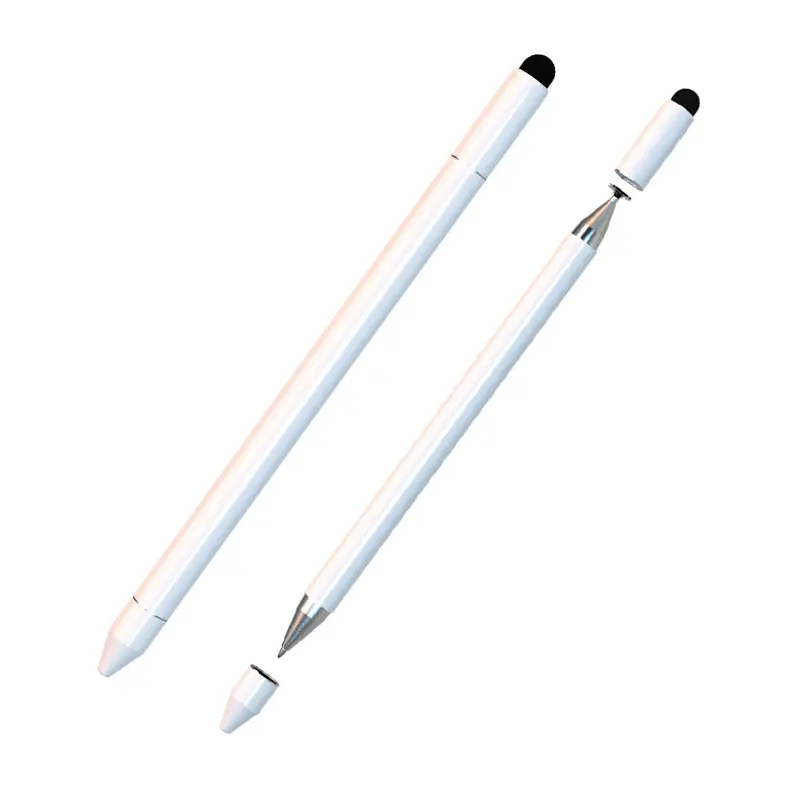 Caneta universal 3 em 1 com duas tampas magnéticas, caneta stylus com tela de toque para ipad, caneta esferográfica