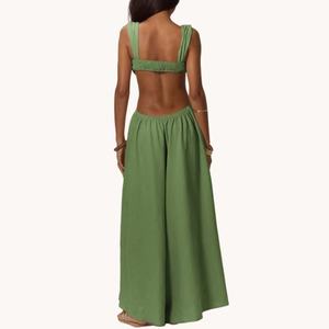 Vestidos para Niñas, Vestido Bohemio para Mujer con Escote Fruncido y Pierna Ancha, Atuendo de Verano para Vacaciones, Ropa de Playa, Tela Transpirable - Product Image 2