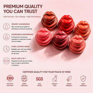 เครื่องสำอางกันน้ำอเนกประสงค์สำหรับแต่งหน้า ลิปแอนด์ชีคบาล์มวีแกน ครีมบลัช - Product Image 1