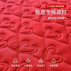 Protège-matelas matelassé rouge 100% coton respirant, drap-housse pour toutes les saisons, protection de lit adulte - Product Image 1