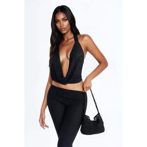 Conjunto de 2 Piezas para Mujer, Estilo Capri, Top de Encaje con Espalda Descubierta y Pantalones, Ropa de Verano Y2K, Transpirable, Spandex y Poliéster, Personalizado 2026 - Product Image 3