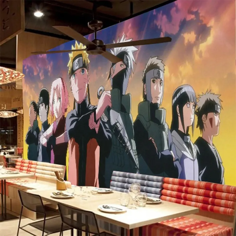 China Customized wallpaper Cartoon characters mural wall 3D decoration for restaurant background