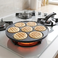 Gaufrier 7 trous en fonte antiadhésif, design dessin animé, mini gaufrier, poêle à gaufres à fond spiralé, compatible lave-vaisselle, pour cuisinière, gaufrier belge