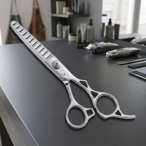 Ciseaux de coiffure professionnels en acier inoxydable à pointe affûtée pour droitiers, manche long, ciseaux à cheveux bleus - Product Image 2