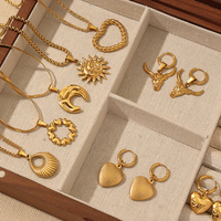 Bijoux en forme de crâne de vache, boucles d'oreilles et collier, plaqué or 18 carats, acier inoxydable, bijoux en corne de vache, breloques de taureau, collier en corne, bijoux